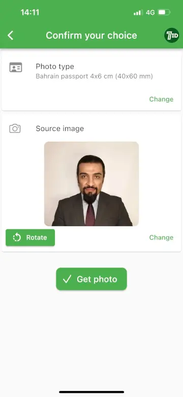 7ID App: Bahrain Passport Photo Size