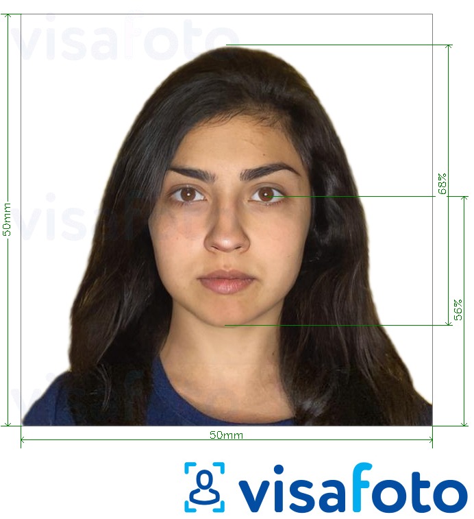 Намунаи акс барои Visa Чили 5x5 см бо андозаи дақиқ