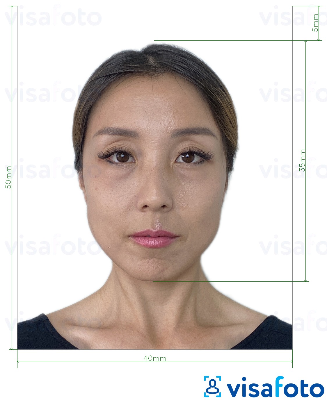 Намунаи акс барои Ҳонгконг паспорт 40х50 мм (4х5 см) бо андозаи дақиқ